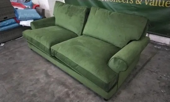 QUALITY DESIGNER LOUNGE CO 4 SEATER SOFA IN MOSS GREEN VELVET