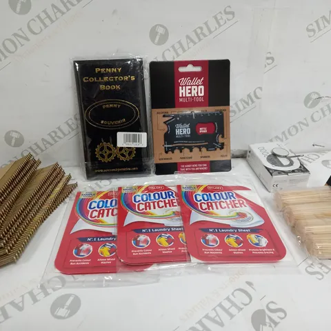 BOX OF APPROXIMATELY 15 ASSORTED ITEMS TO INCLUDE - NAILS, WALLET HERO, COLOUR CATCHER ETC