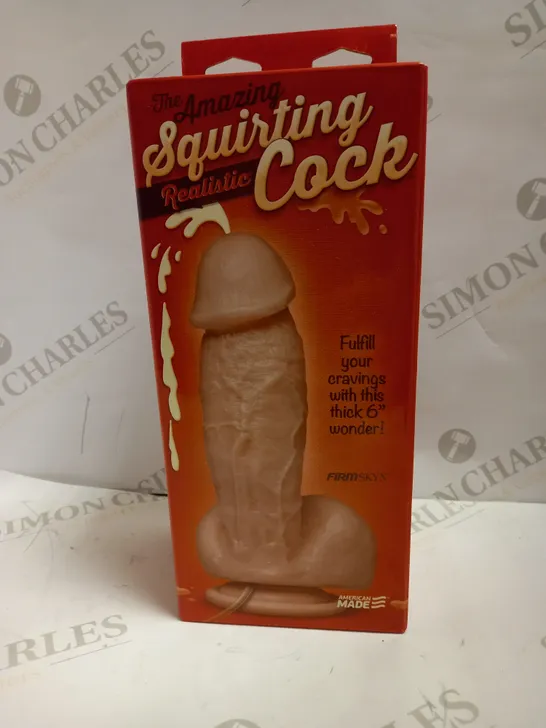 BOXED DOC JOHNSON THE AMAZING SQUIRTING REALISTIC COCK 6" DILDO WITH FLUID TUBE