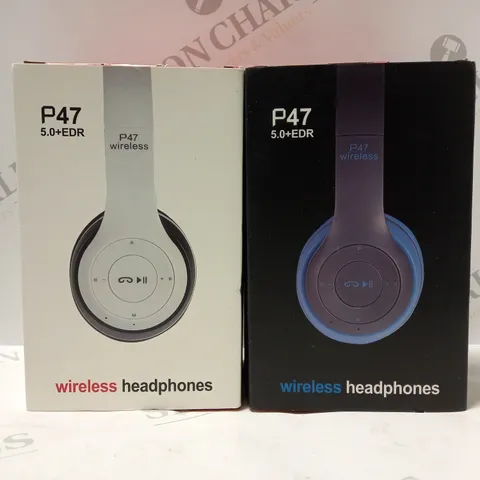 BOX OF 2 P47 MULTIFUNCTIONAL WIRELESS HEADPHONES 