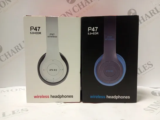 BOX OF 2 P47 MULTIFUNCTIONAL WIRELESS HEADPHONES 