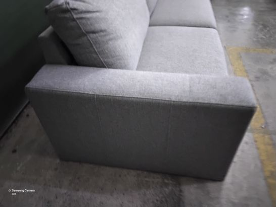 DESIGNER GREY FABRIC FIXED THREE SEATER SOFA 