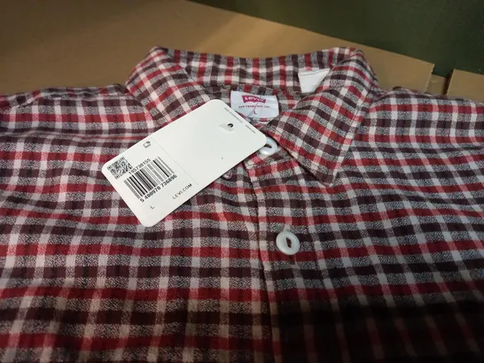 LEVIS BROWN/RED CHECKED MENS SHIRT - LARGE