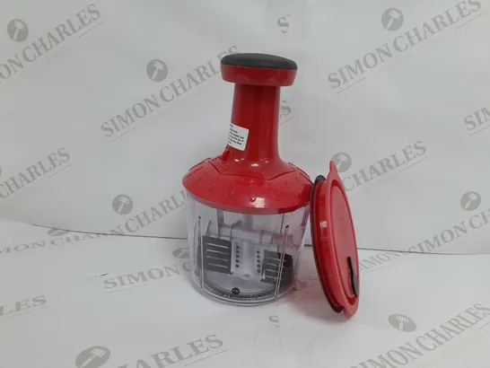 COOKS ESSENTIALS 5 BLADE PRESS CHOPPER IN RED