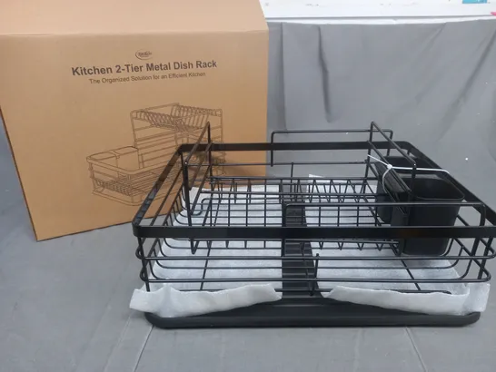 BOXED KITCHENS LAND 2-TIER METAL DISH RACK IN BLACK 