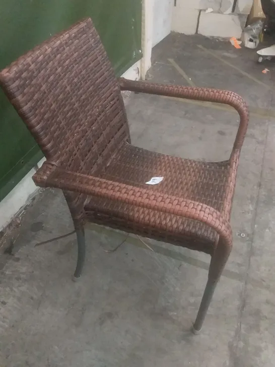 RATTAN EFFECT GARDEN CHAIR BROWN 