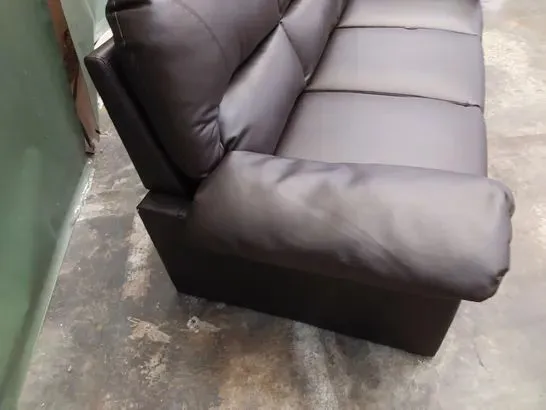 DESIGNER THREE SEATER SOFA BROWN LEATHER