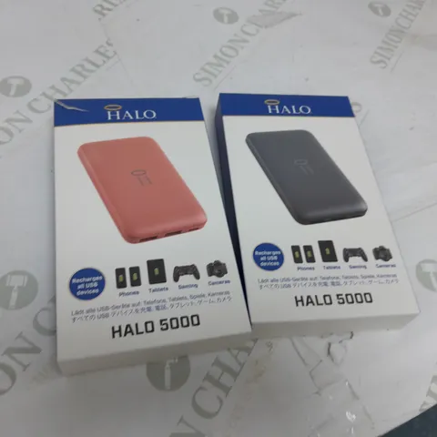 BOXED SET OF 2 HALO 5000MAH PORTABLE CHARGERS