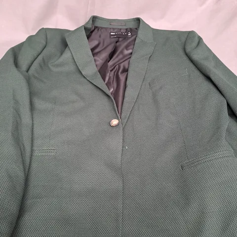 ASOS DESIGN DARK GREEN BLAZER WITH ONE BUTTON FRONT - UK 46