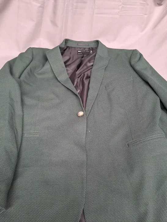 ASOS DESIGN DARK GREEN BLAZER WITH ONE BUTTON FRONT - UK 46