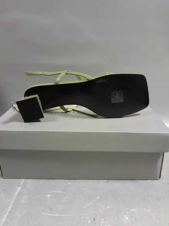 BOXED PAIR OF CHARLES & KEITH OPEN TOE SAGE GREEN SANDALS - 5