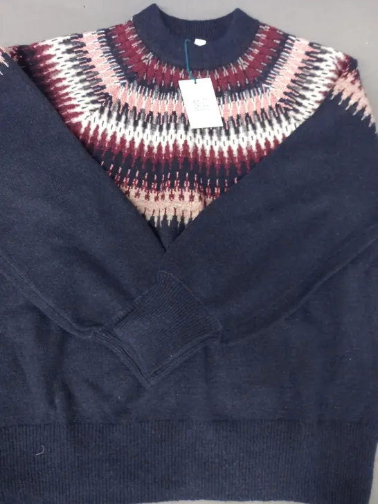 WHITE STUFF FRANKIE FAIRISLE JUMPER IN DARK NAVY SIZE 10