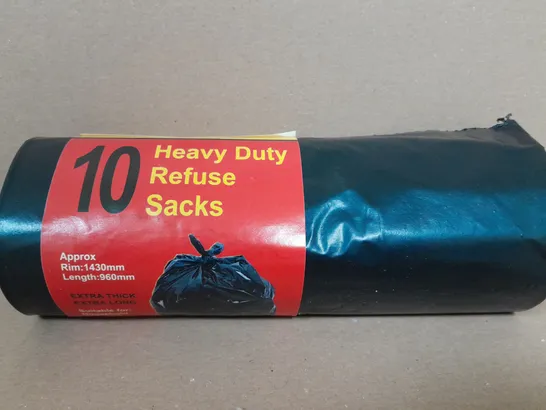 BOX OF APPROX 8 ASSORTED 10 HEAVY DUTY REFUSE SACKS IN BLACK