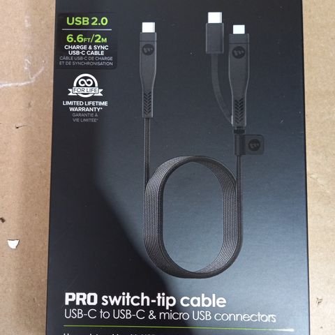 LOT OF 6 MOPHIE PRO SWITCH-TIP CABLES USB-C TO USB-C & MICRO USB CONNECTORS (2M)