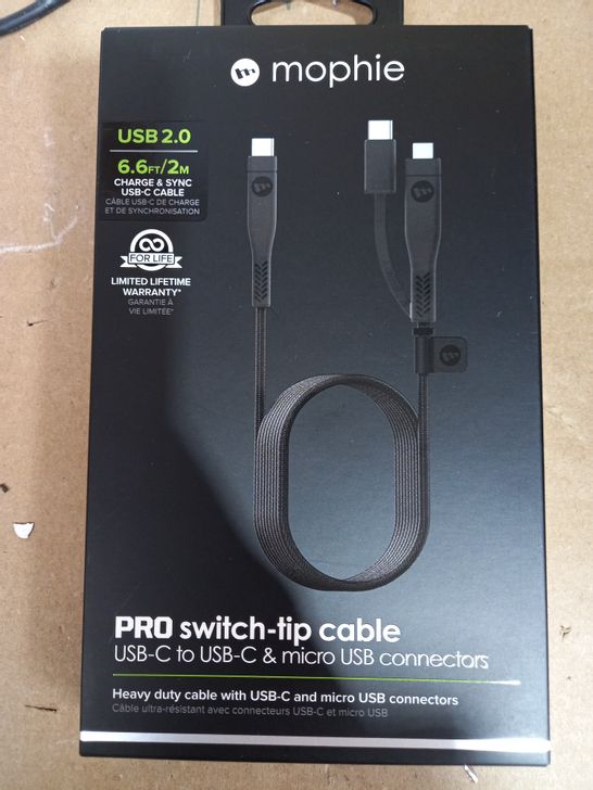 LOT OF 6 MOPHIE PRO SWITCH-TIP CABLES USB-C TO USB-C & MICRO USB CONNECTORS (2M)