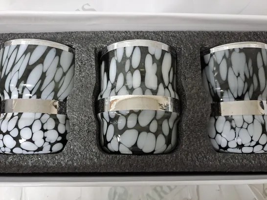 BOXED JULIEN MACDONALD SET OF 3 GLASS TEALIGHT HOLDERSS