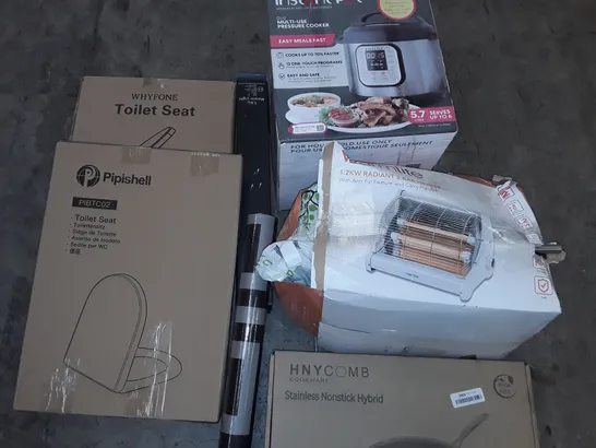 OANPALLET OF ASSORTED HOUSEHOLD ITEMS TO INCLUDE INSTANT POT, 2-BAR HEATER, TOILET SEATS AND 30CM FRY PAN