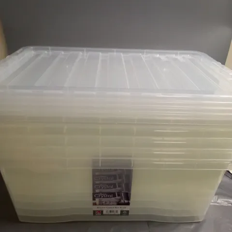 5 WHAM CRYSTAL 45L CLEAR STORAGE BOXES WITH LIDS