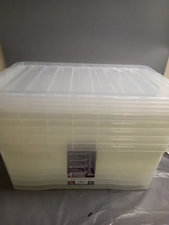 5 WHAM CRYSTAL 45L CLEAR STORAGE BOXES WITH LIDS