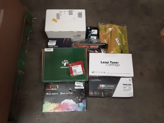 PALLET OF ASSORTED PRODUCTS TO INCLUDE GPC IMAGE PRINTER CARTRIDGES TONES KINGDOM INK CARTRIDGE HICORCH HP CANON DECONOVO CURTAINS