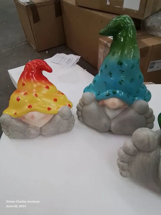 BOXED THREE GARDEN GNOMES