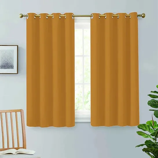 BOXED BLACKOUT EYELET CURTAINS PAIR ORANGE, 46 X 90"