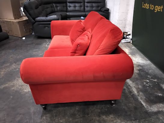 QUALITY RED 2 SEATER VELVET SOFT TOUCH SOFA WITH CUSHION SET