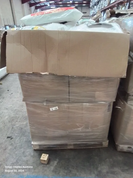 PALLET OF VARIOUS PILLOWS, DUVETS, BEDDING AND SOFT FURNISHINGS ETC.