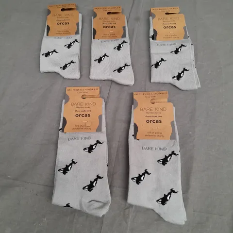 5 X PAIR OF BARE KIND ORCA SOCKS 