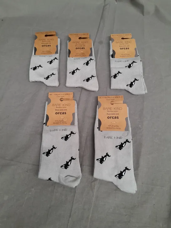 5 X PAIR OF BARE KIND ORCA SOCKS 