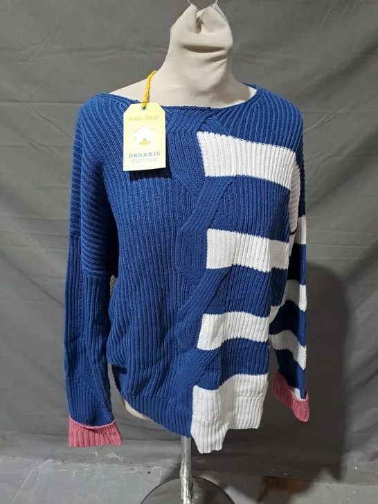 WHITE STUFF UNA STRIPE JUMPER IN BLUE MULTI SIZE 12