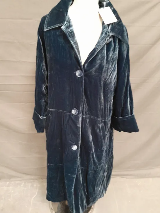 WHITE STUFF VELVET DUSTER COAT INDEEP BLUE - UK 12