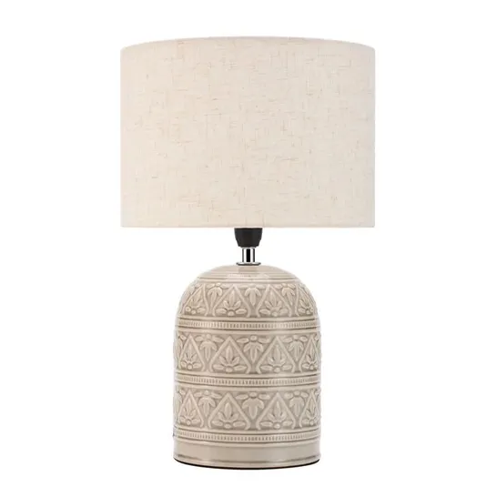 BOXED ACQUAH 36CM BEIGE BEDSIDE TABLE LAMP