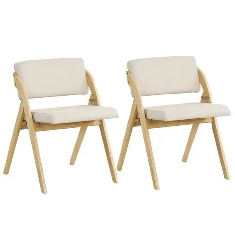 BOXED COSTWAY SET OF 2 NATURAL FOLDING KITCHEN DINING CHAIRS