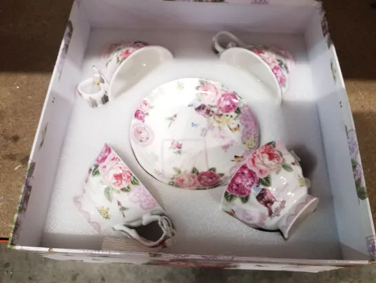 BOXED ALFRET BONE CHINA TEACUP & SAUCER (SET OF 4)