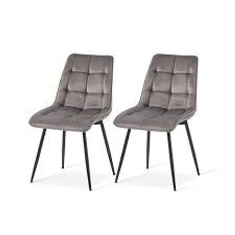 BOXED CHRISTIA SET OF TWO LIGHT GREY DINING CHAIRS (1 BOX)