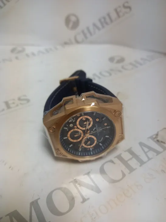 MENS ZIHLMANN & CO WATCH – CHRONOGRAPH MOVEMENT – NAVY COLOUR RUBBER STRAP – BLUE DIAL 