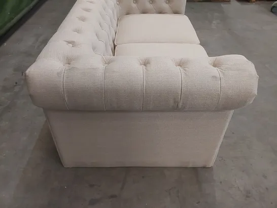 DESIGNER HAMPTON SEATER OATMEAL FABRIC UPHOLSTERED CHESTERFIELD SOFA