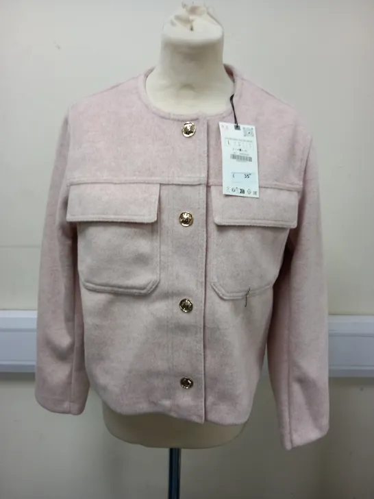 ZARA PINK BUTTON THROUGH CARDIGAN - L