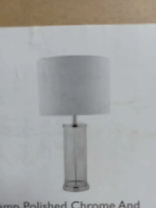 BOXED DAR LIGHTING GROUP TABLE LAMP POLISHED CHROME AND CLEAR GLASS C/W SHADE - 1 X 60W