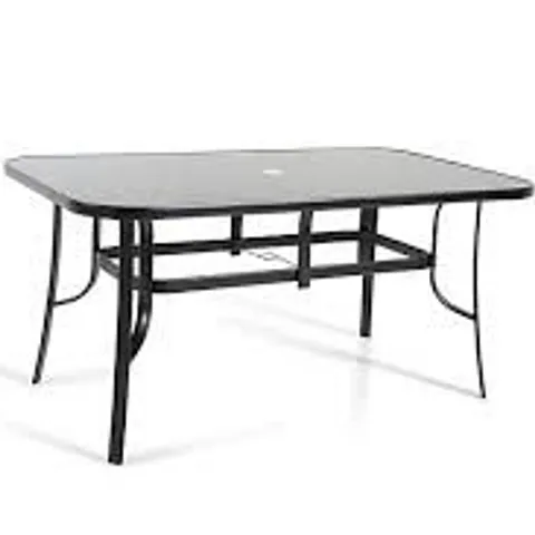 BOXED GLASS TOP BLACK METAL DINING TABLE (1 BOX)