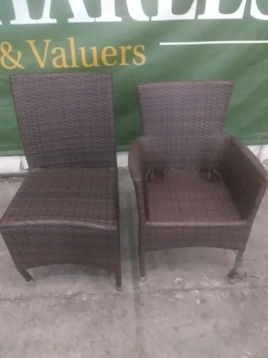 X2 RATTAN EFFECT GARDEN CHAIRS BROWN