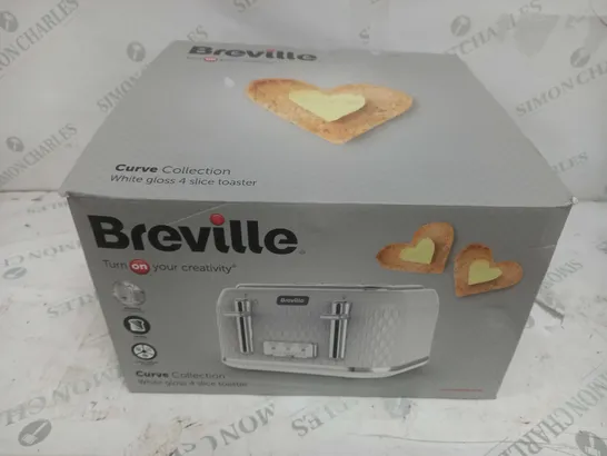 BOXED BREVILLE CURVE COLLECTION WHITE GLOSS 4 SLICE TOASTER