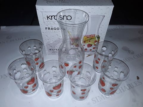 KROSNO FRAGOLA COLLECTION7-PIECE STRAWBERRY THEMED WATER SET