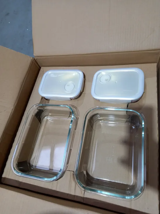 4 GLASS STORAGE BOXES 