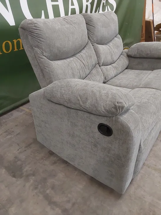 QUALITY DESIGNER OWN 2-SEATER MANUAL RECLINING FABRIC UPHOLSTERED SOFA - GREY