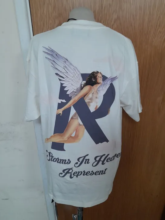 REPRESENT STORMS IN HEAVEN T-SHIRT IN FLAT WHITE SIZE S