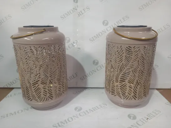 GARDEN REFLECTIONS SET OF 2 PATTERNED SOLAR LANTERNS