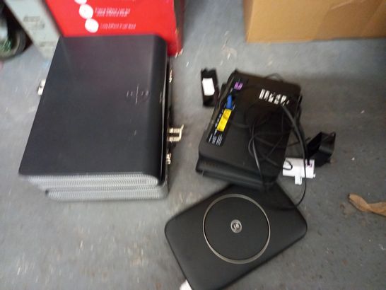 LOT OF APPROXIMATELY 21 ASSORTED NETWORKING AND SET-TOP ITEMS TO INCLUDE BT WIFI DISC, SKY +HD BOX AND SMART HUB 2