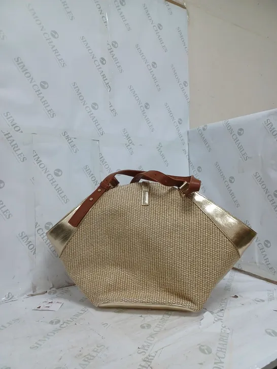 MONSOON GOLD BAG WITH BROWN STRAPS